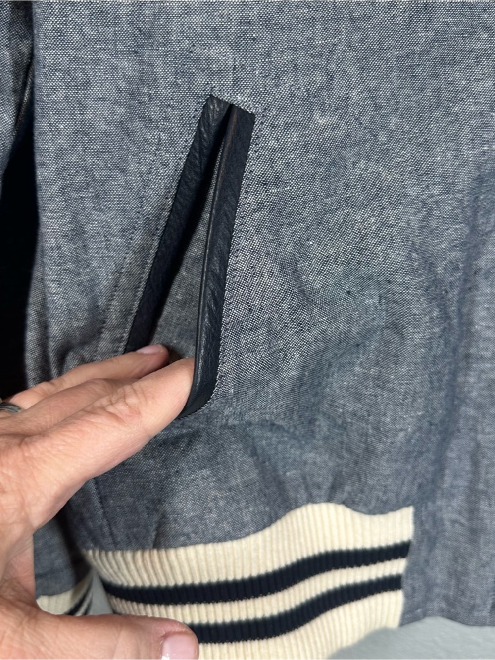 GOLDEN BEAR BY J.CREW Men’s Medium Grey Blue Bomber Jacket Raglan Sleeves - Picture 5 of 10